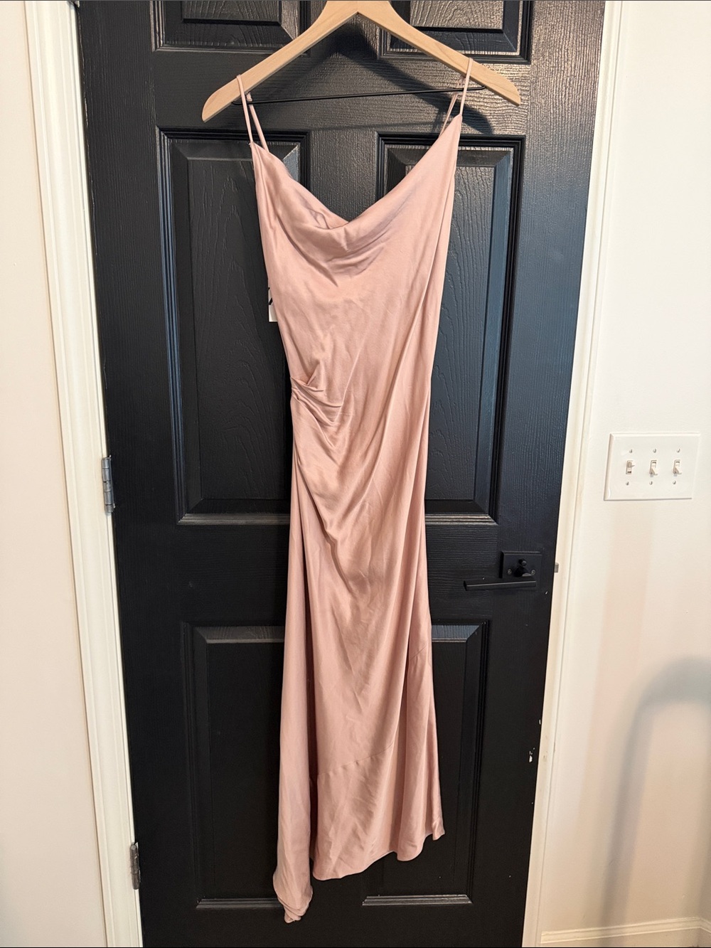 Zara Dusty Pink Slip Maxi Dress with Cowl Neck